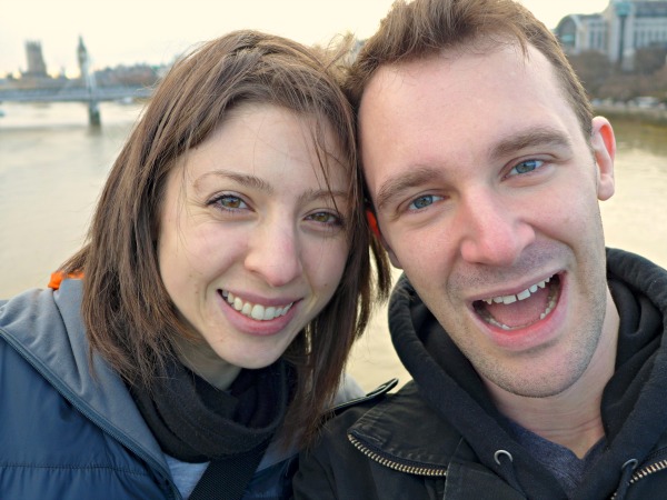 Christmas Day on Waterloo Bridge. Happy, but looking wrinkly, old and knackered.